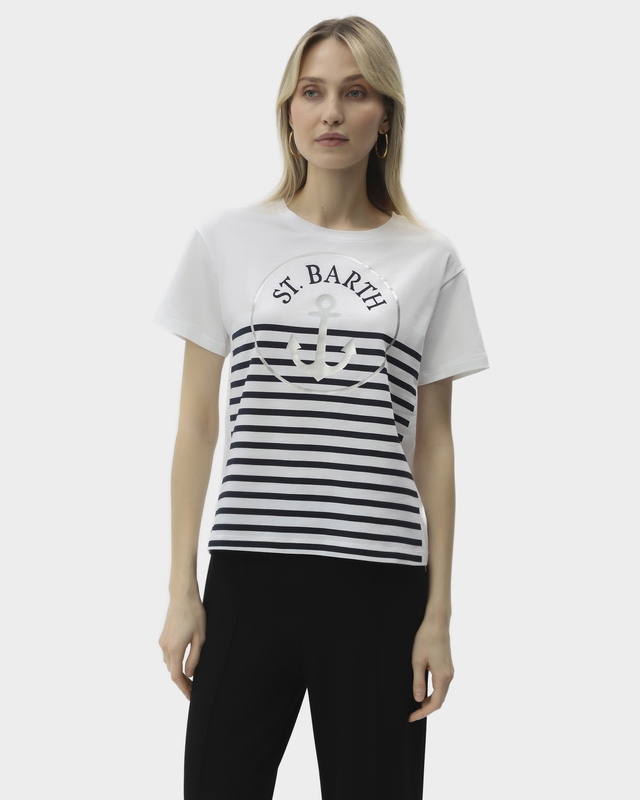 Футболка из эластичного хлопка с принтом в морской тематике