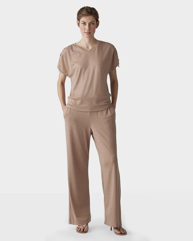 Брюки свободного кроя из джерси с мерцающей металлизированной нитью