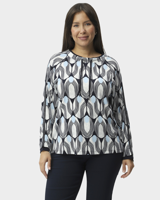 Толстовка с абстрактным принтом и декоративным шнурком на горловине