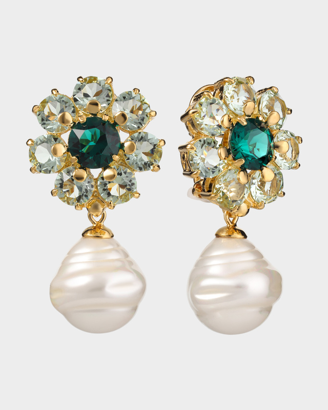 Серьги с барочным жемчугом Майорка и австрийскими кристаллами