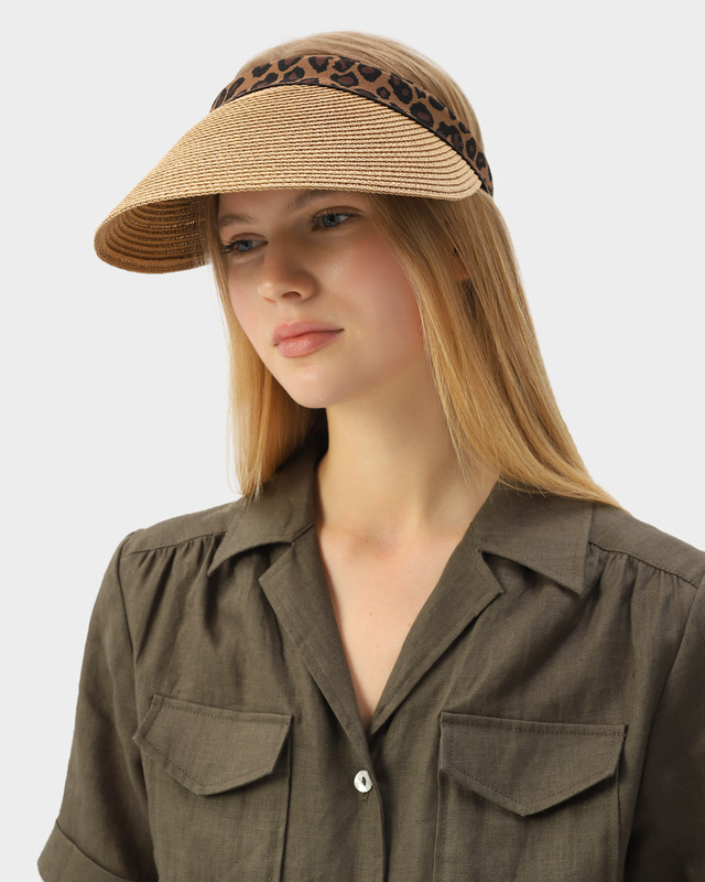 Козырек плетеной фактуры с леопардовым ободком