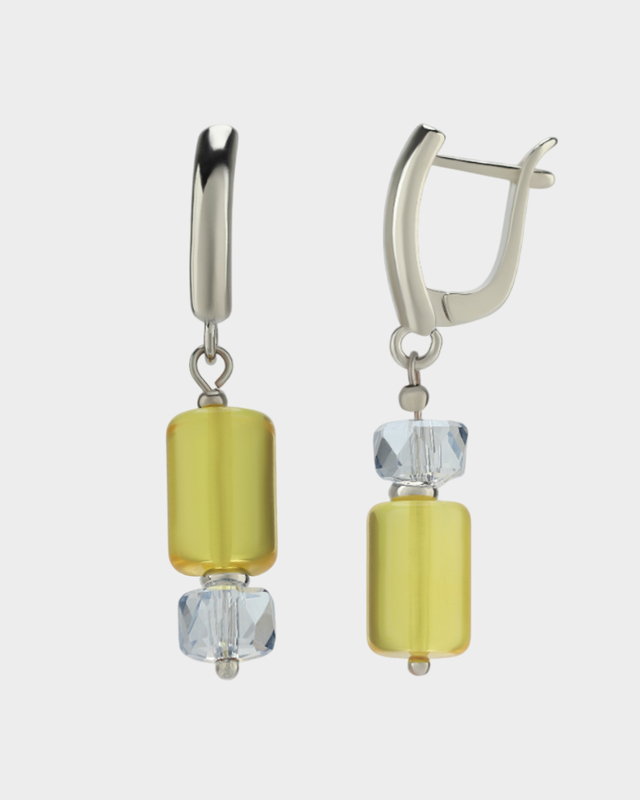 Серьги &laquo;Цилиндр&raquo; из натурального янтаря