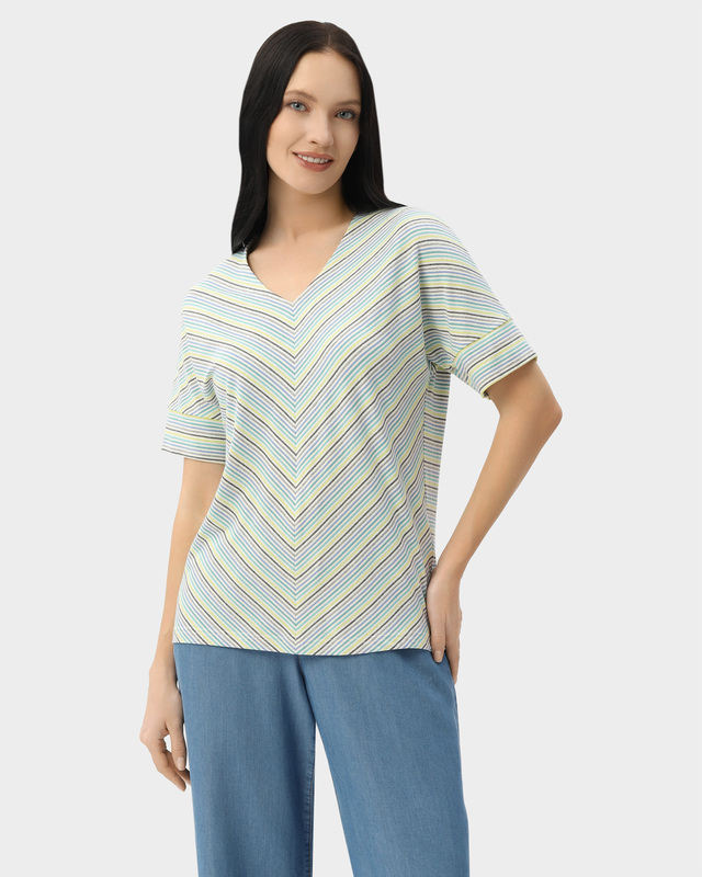 Блузка в полоску с вискозой и эластаном в составе