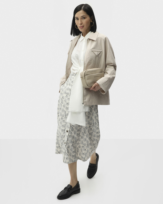 Юбка из вискозы и льна с растительным узором застежкой на пуговицы и эластичным поясом 6990₽