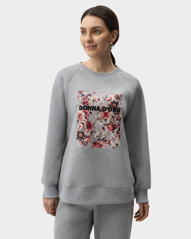 Свитшот с рукавами реглан и цветочным принтом