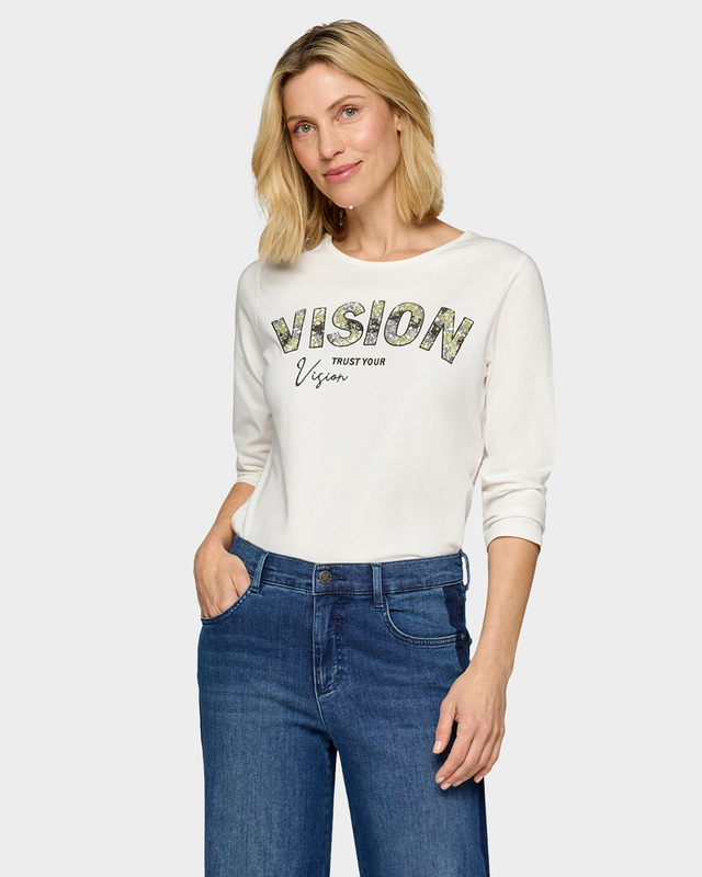 Лонгслив из хлопкового трикотажа с аппликацией из сверкающих пайеток