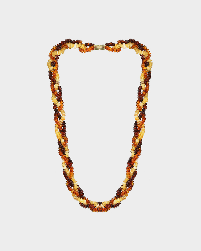 Бусы &laquo;Галька&raquo; из натурального янтаря на винтовом замке