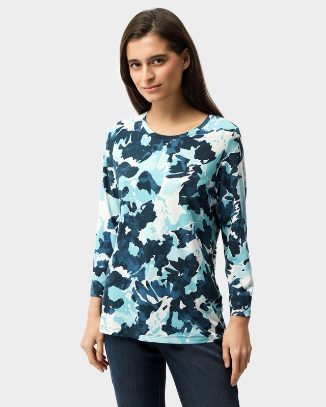 Блузка с круглым вырезом горловины и абстрактным принтом