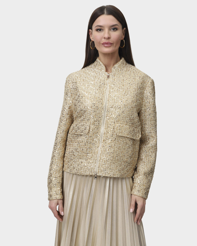 Куртка из буклированного материала с декором пайетками и люрексом