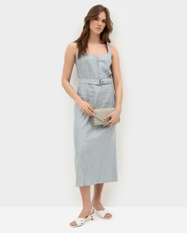 Платье-футляр изо льна и лиоцелла со съемным поясом 60990₽