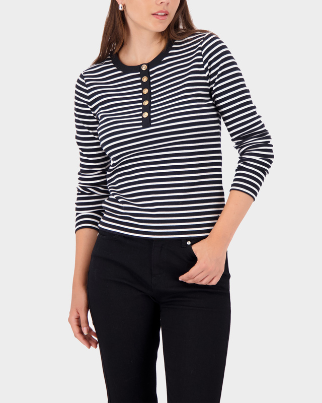 Хлопковый лонгслив в полоску с декоративными пуговицами