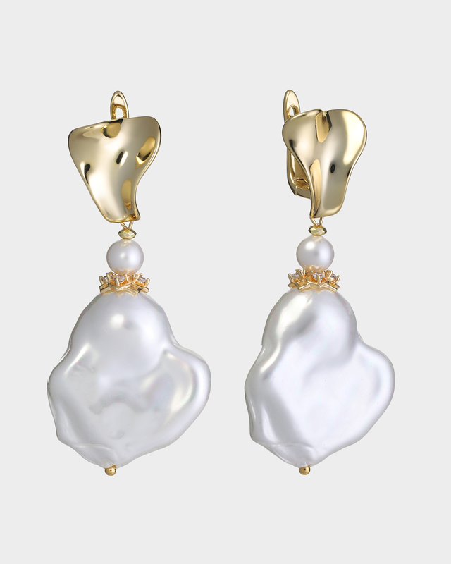 Серьги с жемчугом Майорка и цирконами