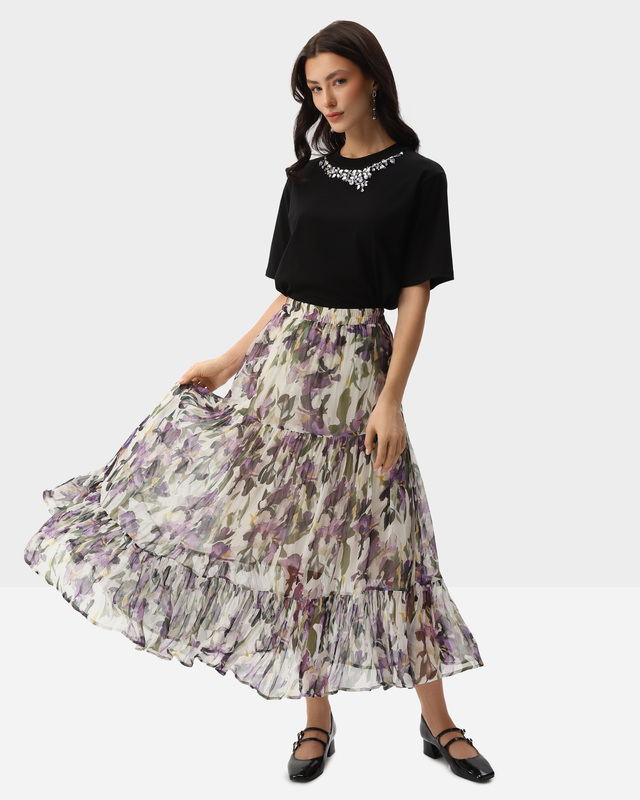 Трехъярусная юбка из легкой вискозы с цветочным принтом