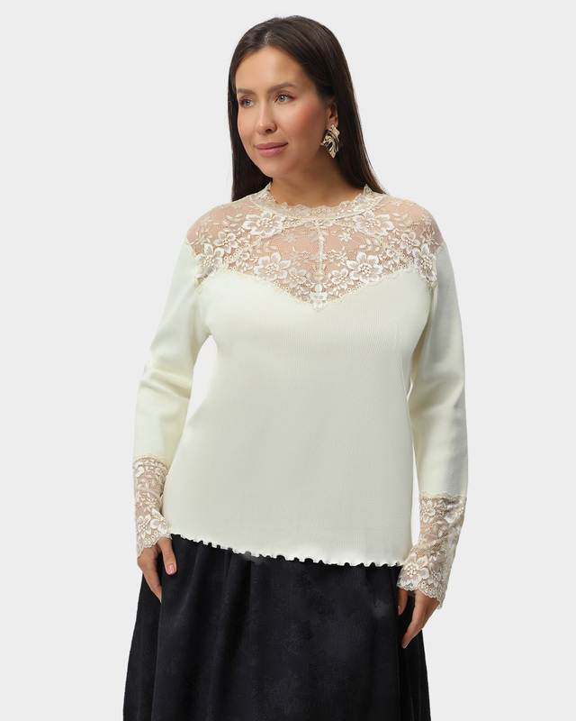 Блузка трикотажная с кружевом