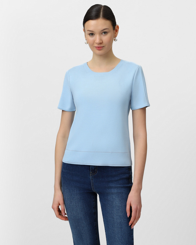 Трикотажный пуловер с короткими рукавами и мерцающим люрексом