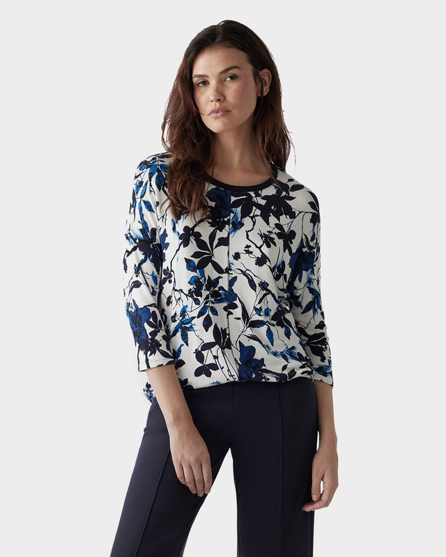 Джемпер с цветочным принтом и люрексом