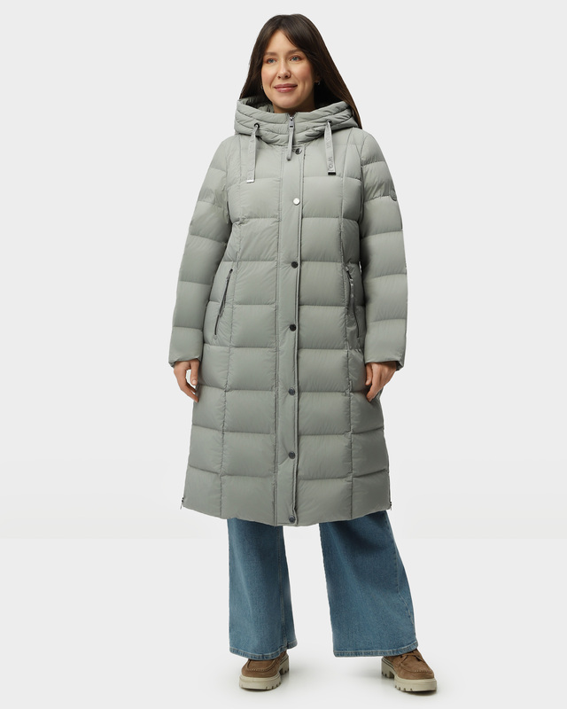 Удлиненное стеганое пальто с наполнителем из пуха и пера