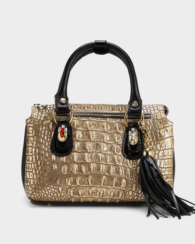 Сумка из натуральной кожи с тиснением под крокодила
