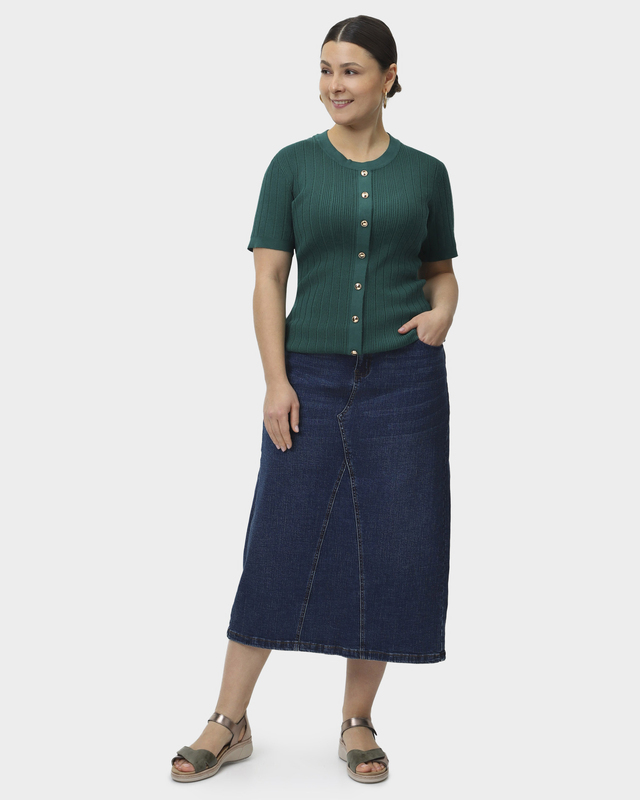 Юбка миди пятикарманного кроя с застежкой на пуговицу и молнию