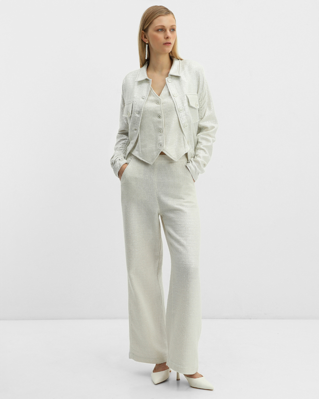 Брюки из твида с жемчужным напылением