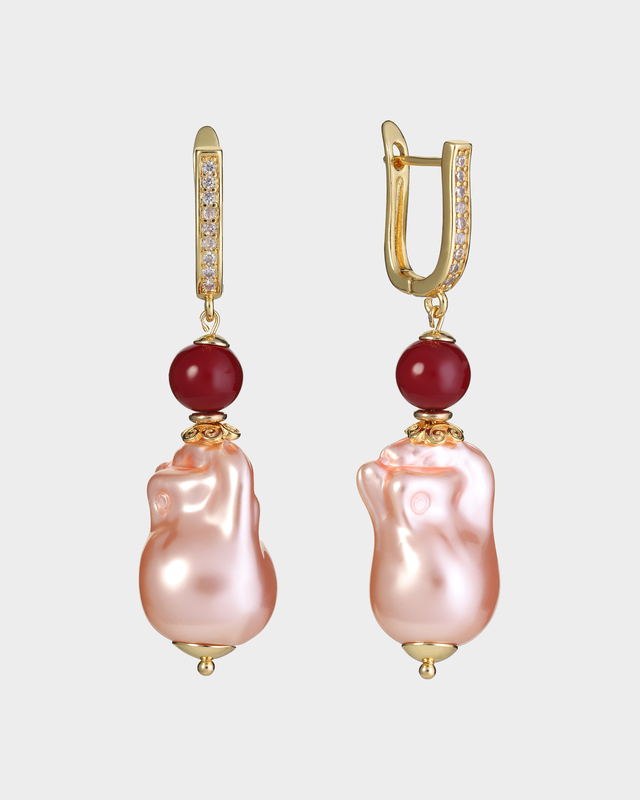 Серьги с жемчугом Майорка и цирконами