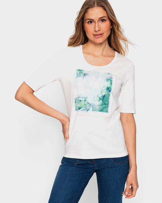 Хлопковая футболка облегающего кроя с акварельным принтом