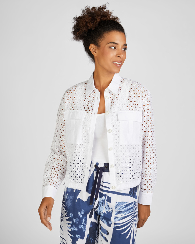 Блузка прямого кроя из 100% хлопка с отложным воротником