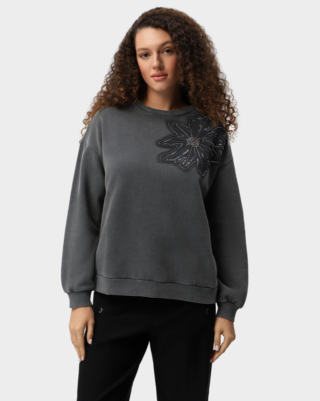 Хлопковая толстовка с декором из бисера и пайеток