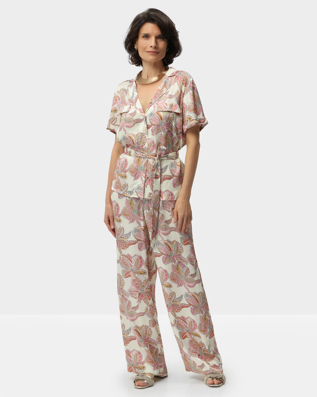 Брюки прямого кроя из вискозы EcoVero с цветочным принтом &laquo;Роза пустыни&raquo;