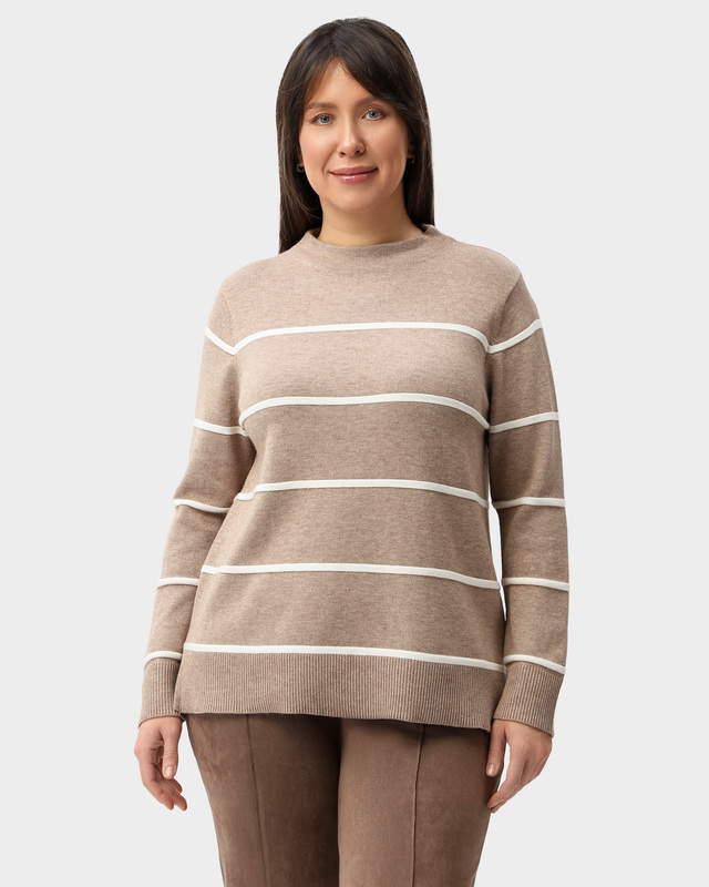 Джемпер в полоску с воротником-стойкой