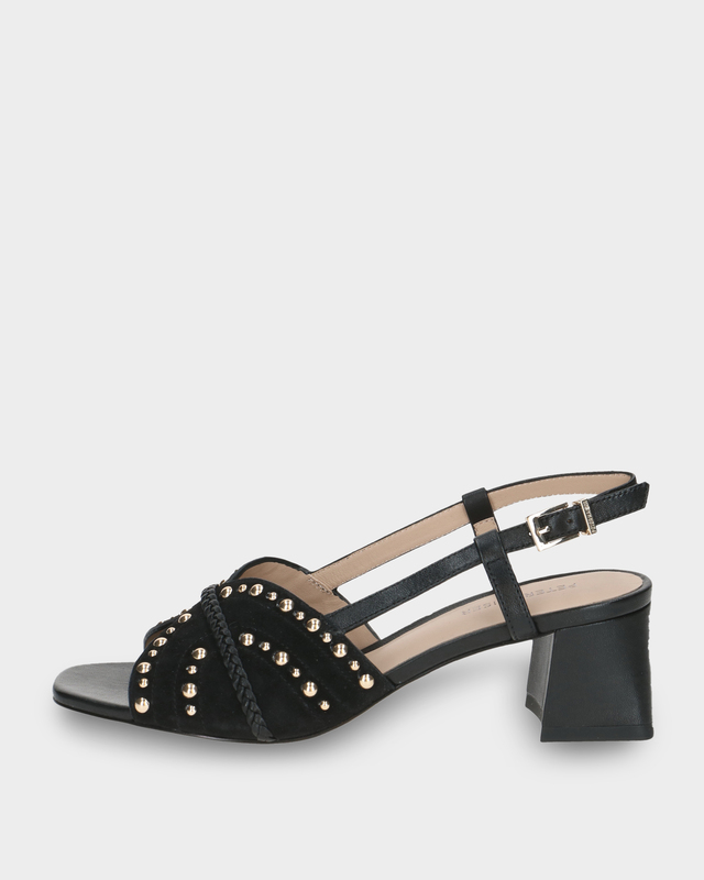 Босоножки из натуральной замши с акцентным металлическим декором