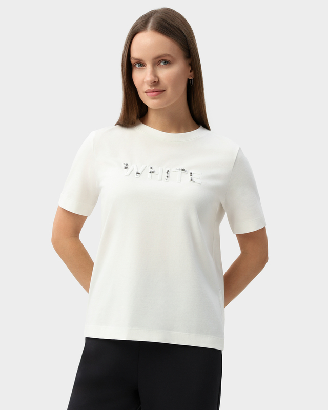 Хлопковая футболка с объемной вышивкой