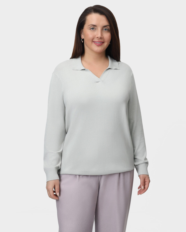 Пуловер свободного кроя с отложным воротником