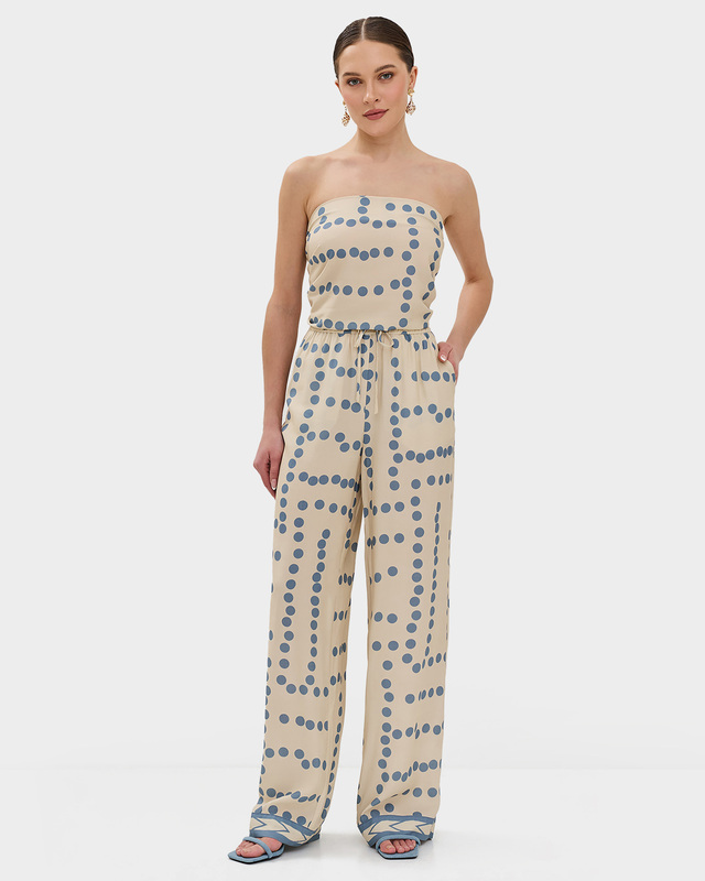 Брюки свободного силуэта из шелковистого района с принтом