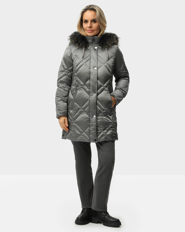 Пальто с ромбовидной стежкой и натуральным наполнителем из пуха и пера