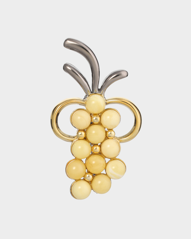 Брошь из серебра с вставками из натурального королевского янтаря