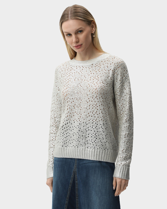 Пуловер ажурной вязки с хлопком в составе