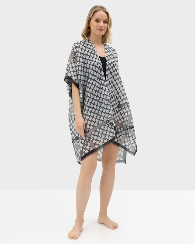 Туника свободного кроя с акцентным принтом и бахромой по низу 4990₽