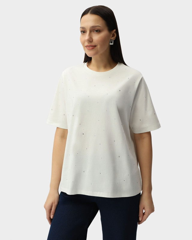 Футболка из хлопка со стразами