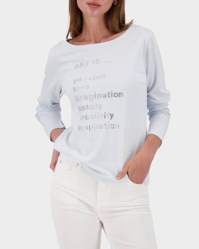 Лонгслив из хлопка с декором термоклеевыми стразами