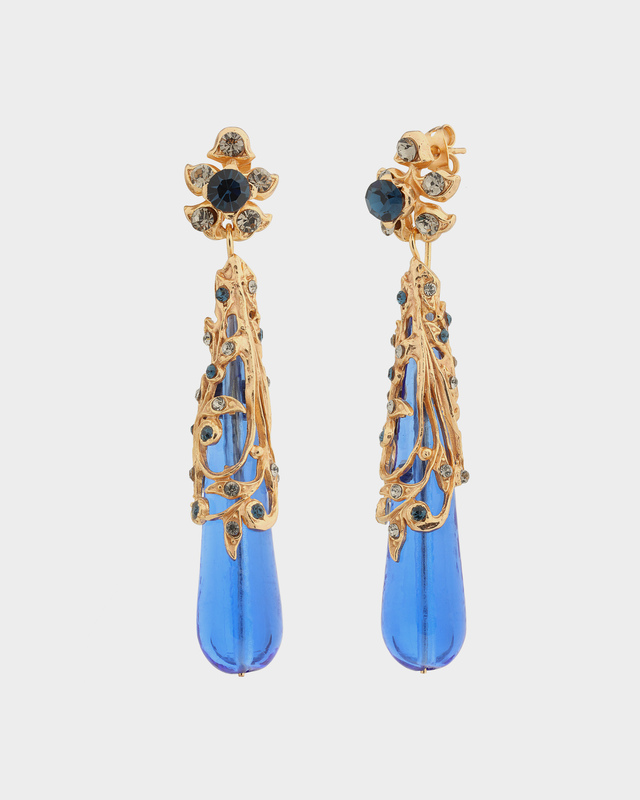 Серьги с голубым стеклом