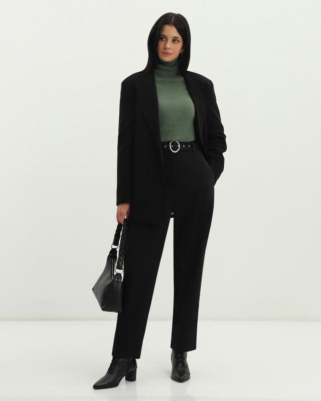 Брюки прямого кроя с эластичным поясом