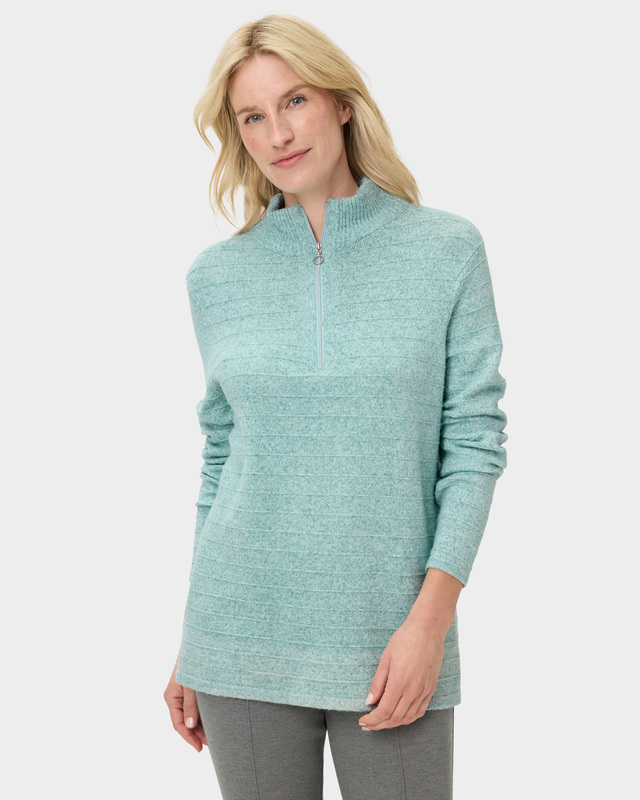 Свитер Henny с короткой молнией спереди и фактурным полосатым узором