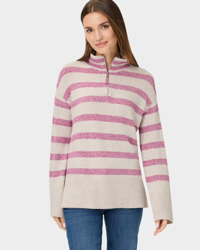 Пуловер с воротником-стойкой на молнии