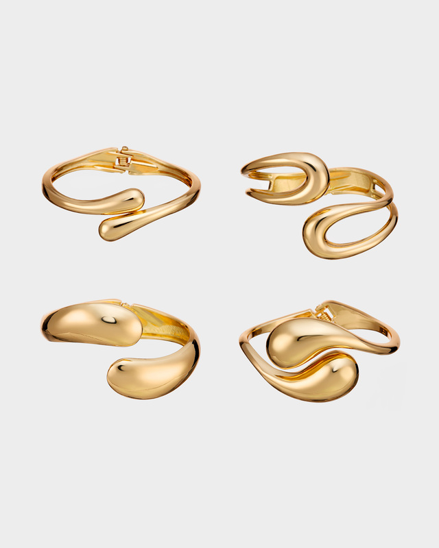 Набор из четырех золотистых браслетов