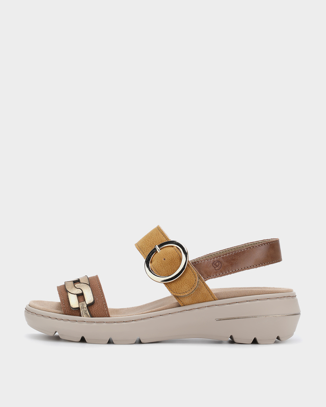 Сандалии с застежкой-велкро и золотистым декором