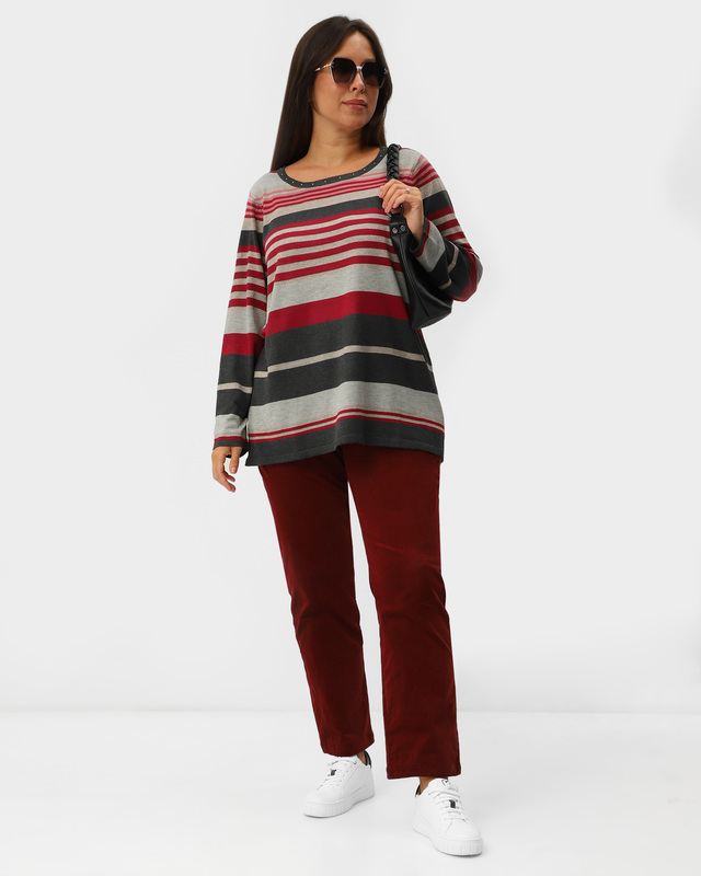 Прямые брюки из стретч-вельвета с эластичной вставкой в поясе