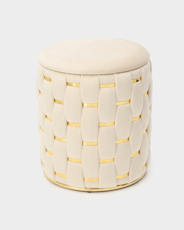 Велюровый круглый пуф с отделением для хранения, 37х42 см