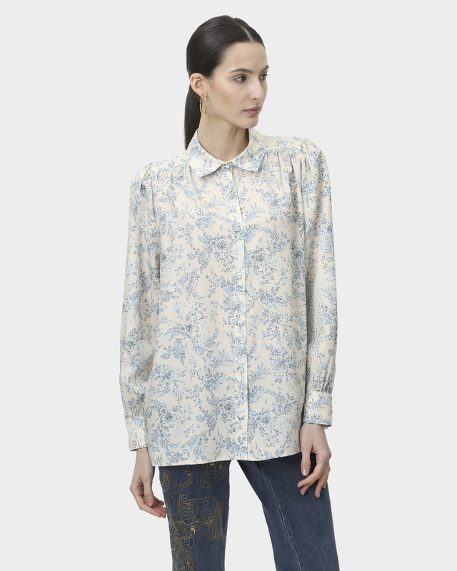 Блузка трапециевидного силуэта с цветочным принтом