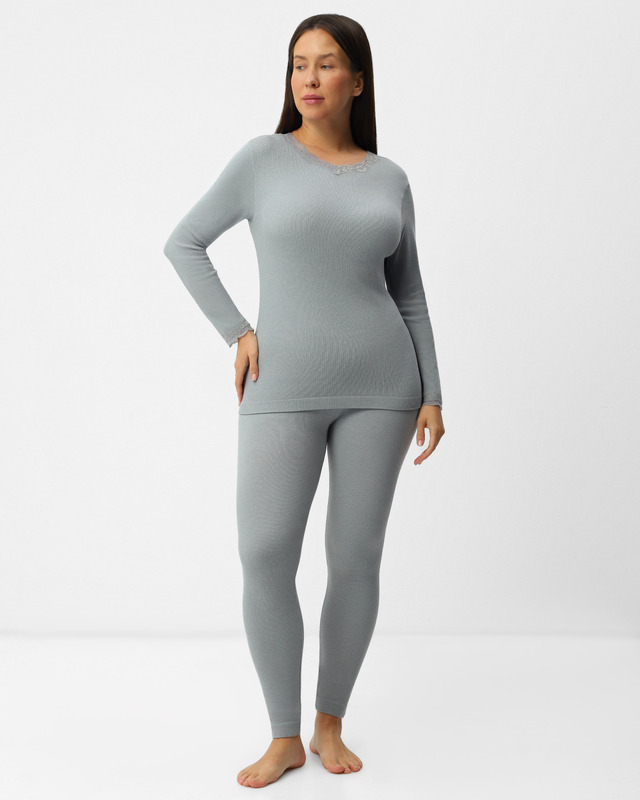 Термолегинсы из эластичного трикотажа в рубчик